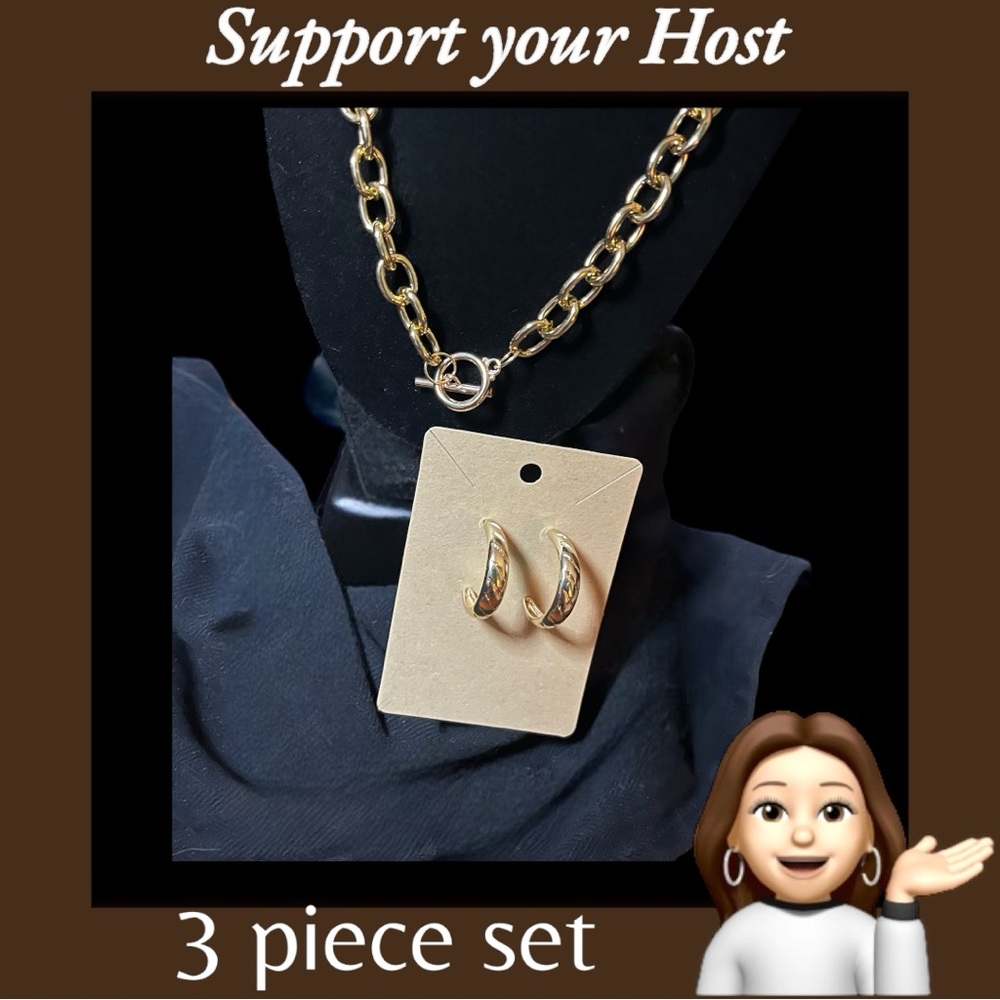 Host support! 3 piece set lightweight gold tone necklace, bracelet and earrings - Picture 7 of 7